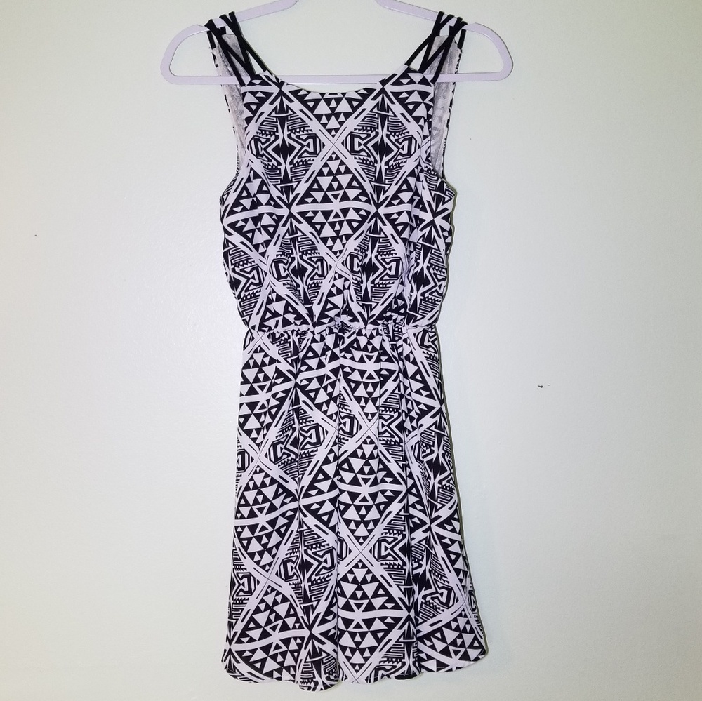 Lush |  Black and White | Tribal Print Dress